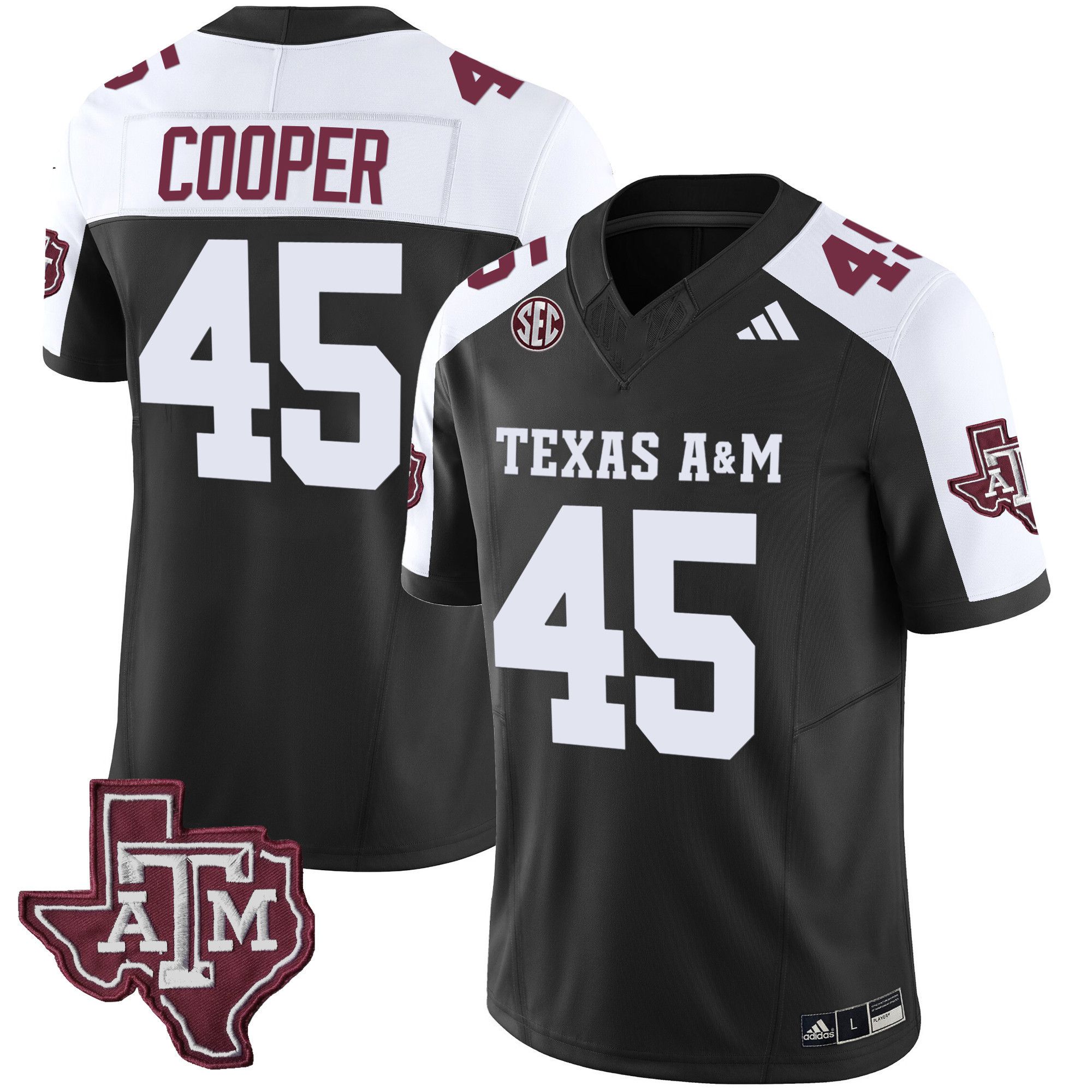 Men Texas A&M Aggies 45 Cooper Black 2024 Vapor Limited NCAA Jersey